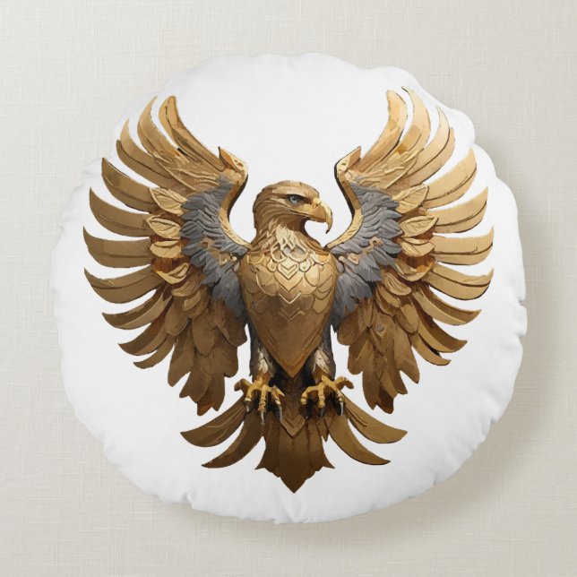 The Golden Eagle Round Pillow (Front)