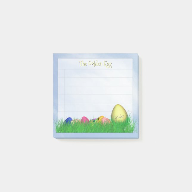 'The Golden Easter Egg' - Blue Sky Lined Post-it Notes (Front)