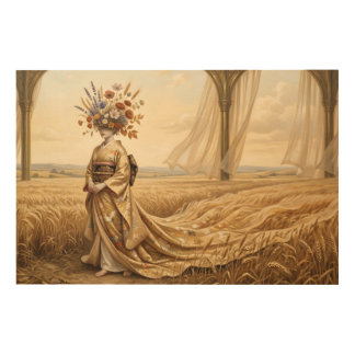 The Golden Echo: Surreal Botanical Spirit in the W Wood Wall Art