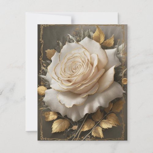 The Golden_Edged White Rose Artwork RSVP Card