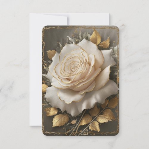 The Golden_Edged White Rose Artwork Thank You Card
