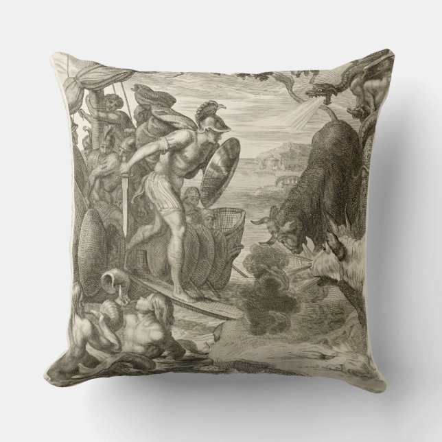 The Golden Fleece Won by Jason (engraving) Throw Pillow (Front)