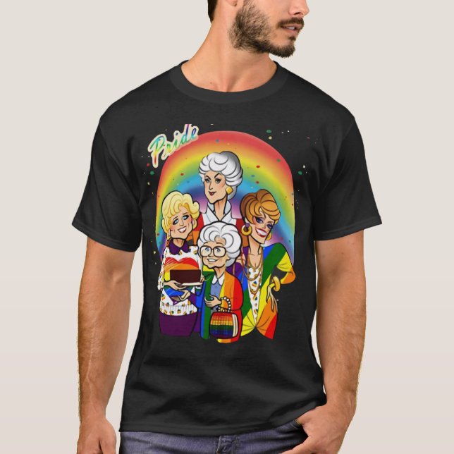 The Golden Friend Girls LGBT Pride Rainbow Flag re T-Shirt (Front)