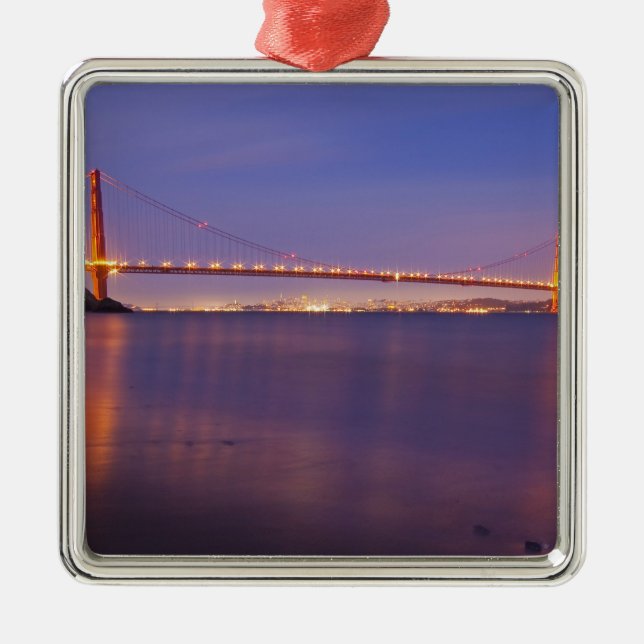 The Golden Gate Bridge at dusk from Kirby Cove Metal Ornament (Front)