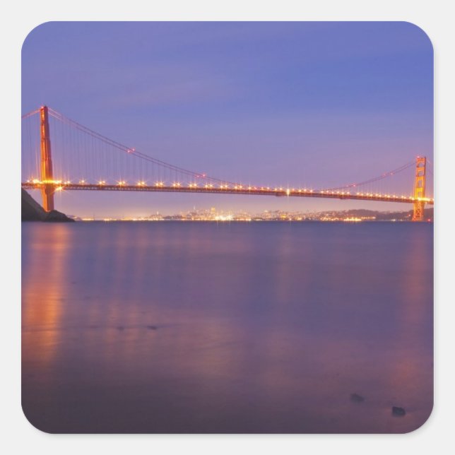 The Golden Gate Bridge at dusk from Kirby Cove Square Sticker (Front)