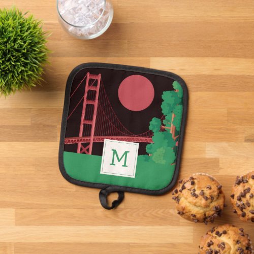 The Golden Gate Bridge at Night Pot Holder