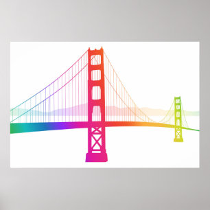 The Golden Gate Bridge   Rainbow Style Poster
