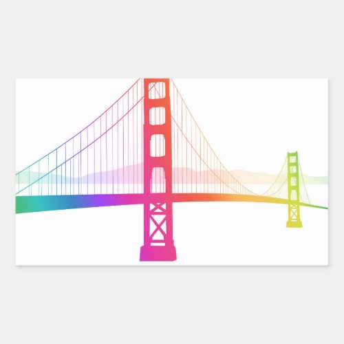 The Golden Gate Bridge  Rainbow Style Rectangular Sticker