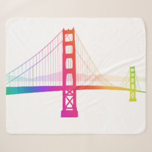 The Golden Gate Bridge Rainbow Style Sherpa Blanket
