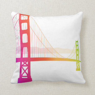 The Golden Gate Bridge Rainbow Style Throw Pillow