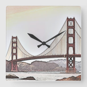 The Golden Gate Bridge - San Francisco, California Square Wall Clock