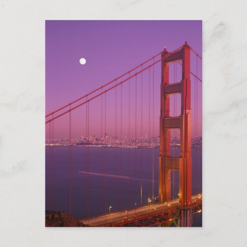 The Golden Gate Bridge shortly after sunset Postcard