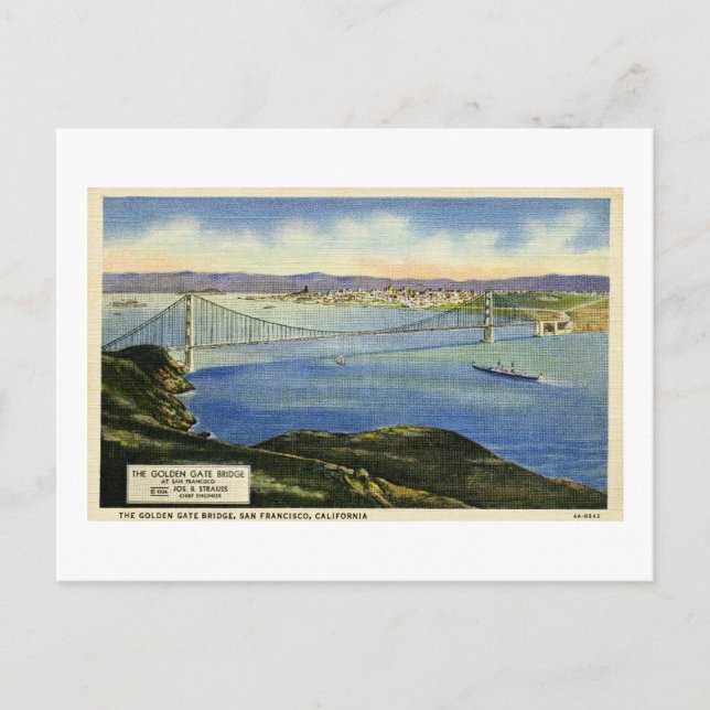 The Golden Gate Bridge Vintage Postcard (Front)