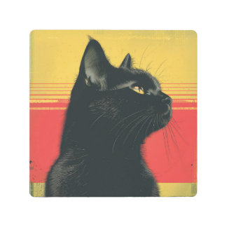 The Golden Gaze Mid-Century Metal Print