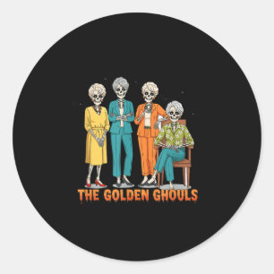 The Golden Ghouls Skeleton Halloween Idea Funny Classic Round Sticker