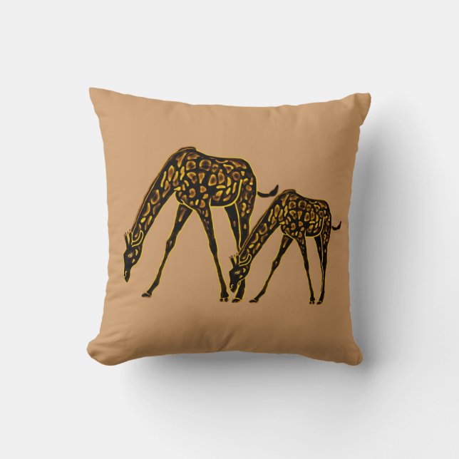 The Golden Giraffe Throw Pillow (Front)