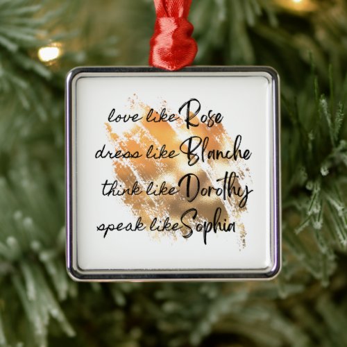 The Golden Girls Typography Gold Foil Metal Ornament