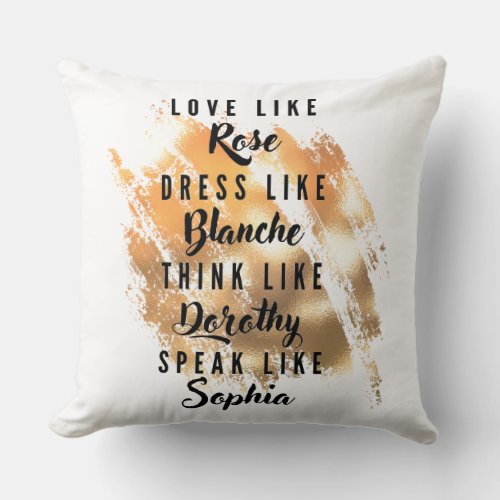 The Golden Girls Typography Gold Foil Throw Pillow