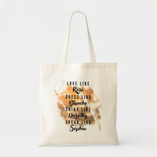 The Golden Girls Typography Gold Foil Tote Bag (Front)