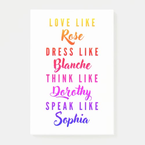 The Golden Girls Typography Post_it Notes