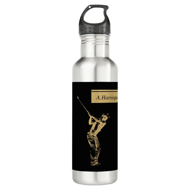 The golden golfer  stainless steel water bottle (Front)