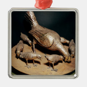 The Golden Hen and her Chicks Metal Ornament