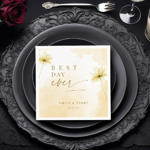 The Golden Hour Grace Floral Best Day Ever Wedding Napkins