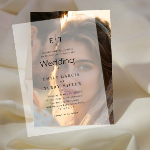 The Golden Hour Grace Modern Monogram Wedding Vellum Invitations