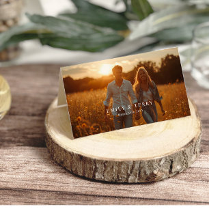 The Golden Hour Grace Photo Floral Wedding Folded Place Card