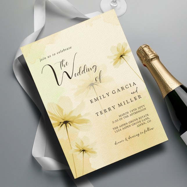 The Golden Hour Grace Photo & Floral Wedding Invitation (Creator Uploaded)