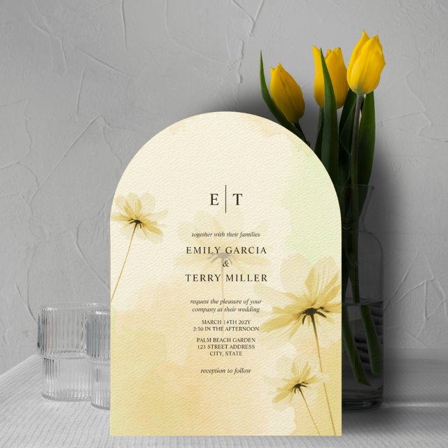 The Golden Hour Grace Photo Monogram Wedding Arch Invitation (Creator Uploaded)
