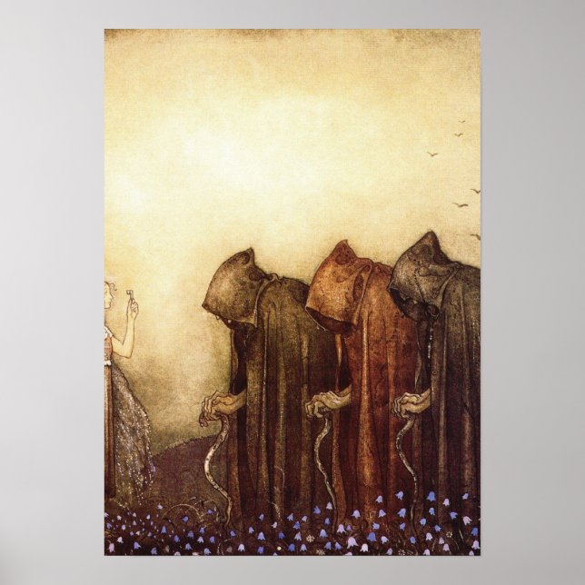 “The Golden Key” John Bauer Watercolor Poster (Front)