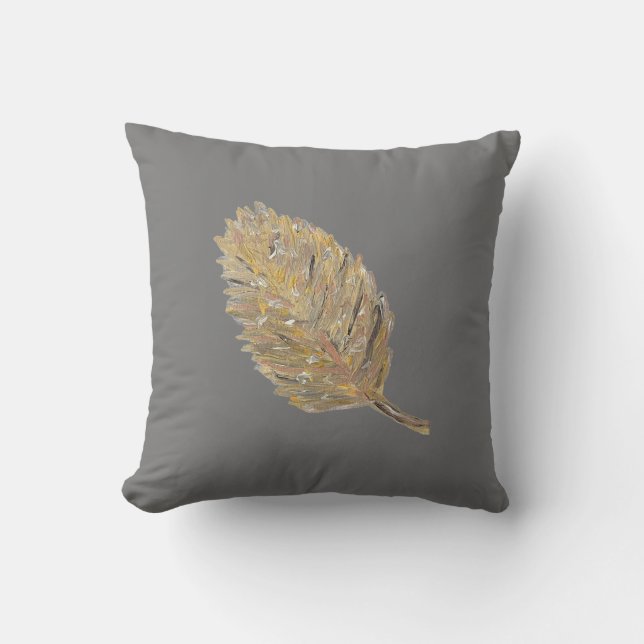 The Golden Leaf Pillow -1 in Dark  Gray  (Front)