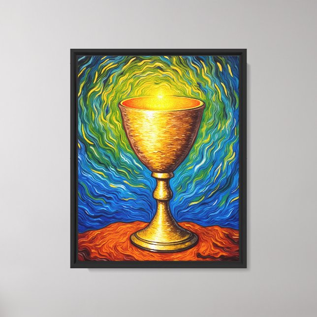 The Golden Libation: Cup of Unity and Light Canvas Print (Front)