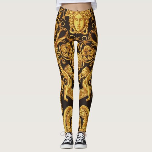 the Golden Medusa Gorgon with Arabesques Leggings