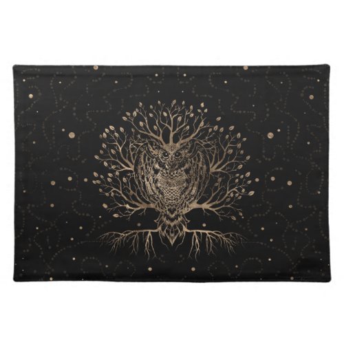 The Golden Owl Tree Cloth Placemat