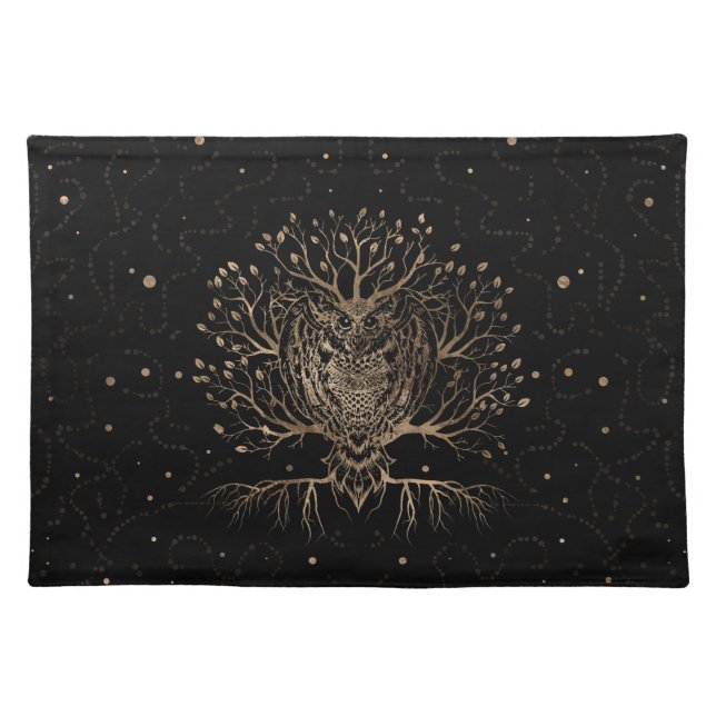 The Golden Owl Tree Cloth Placemat (Front)