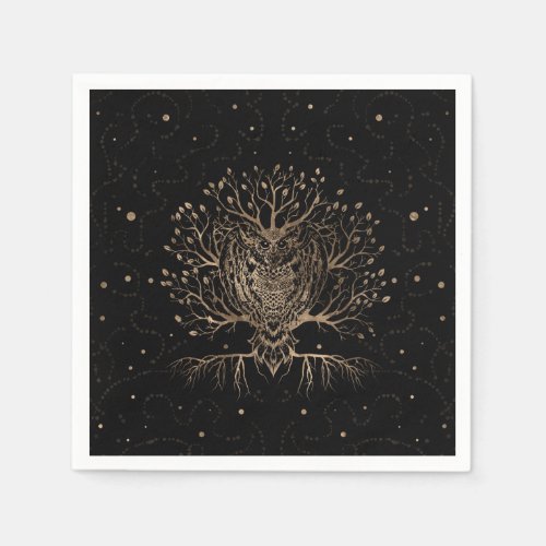 The Golden Owl Tree Napkins