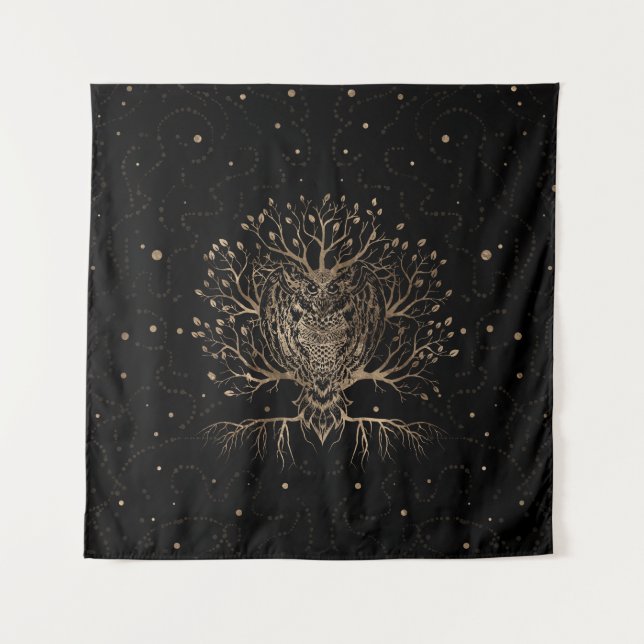 The Golden Owl Tree Tapestry (Front)