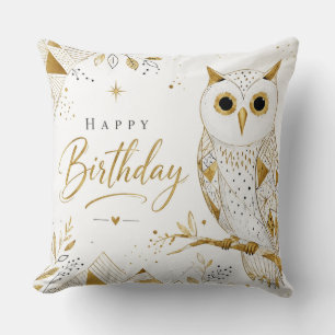 The Golden Owl's Wise Wishes Throw Pillow