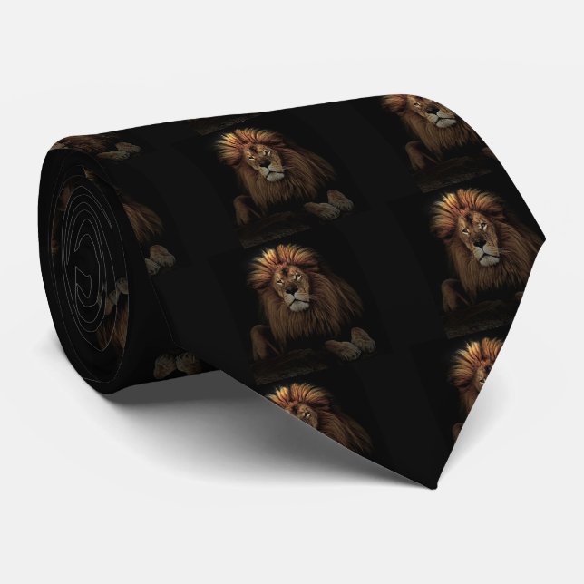 The Golden Proud  Lion Africa Neck Tie (Rolled)