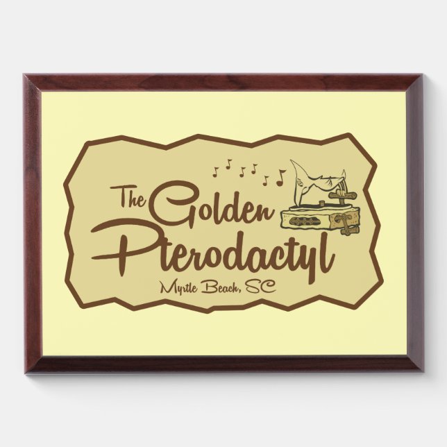 The Golden Pterodactyl Tiki Bar Myrtle Beach Award Plaque (Horizontal)