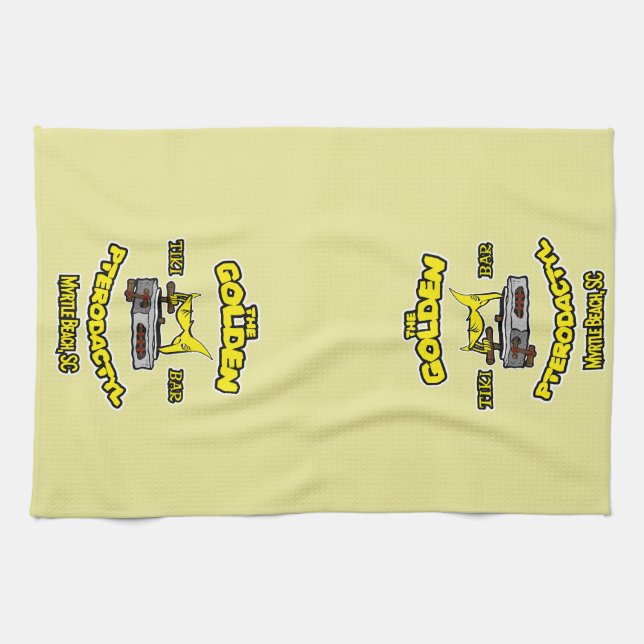 The Golden Pterodactyl Tiki Bar Myrtle Beach Kitchen Towel (Horizontal)