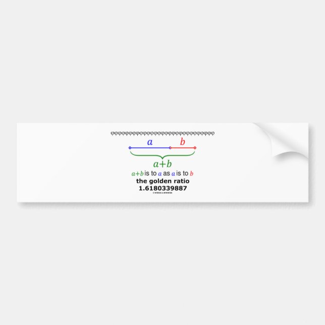The Golden Ratio (Mathematics 1.6180339887) Bumper Sticker (Front)