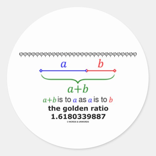 The Golden Ratio Mathematics 16180339887 Classic Round Sticker