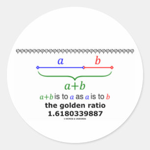 The Golden Ratio (Mathematics 1.6180339887) Classic Round Sticker