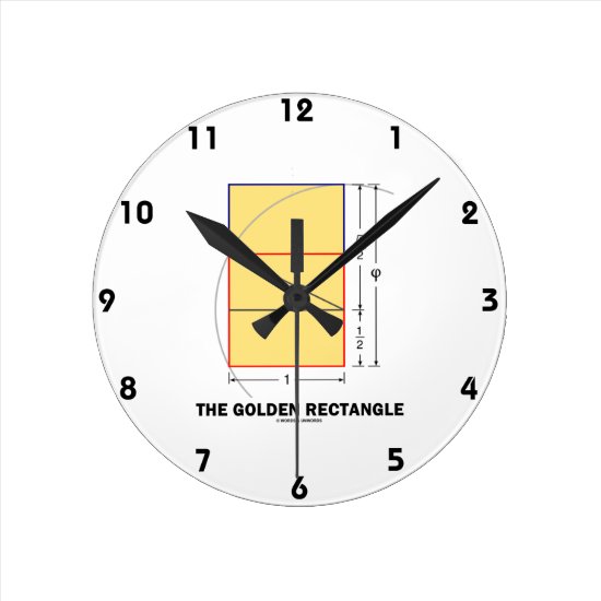 The Golden Rectangle (Geometry Math Ratio) Round Clock