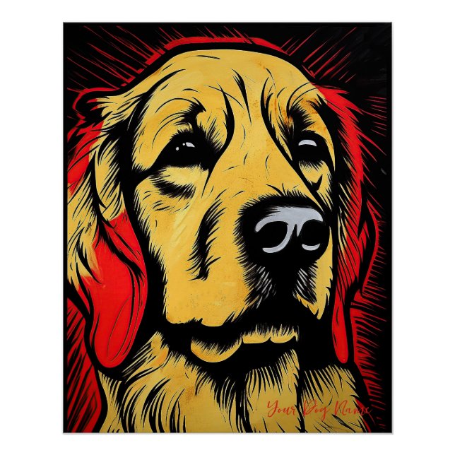 The Golden Retriever Dog, Red and Black 004 - Ulis Poster (Front)