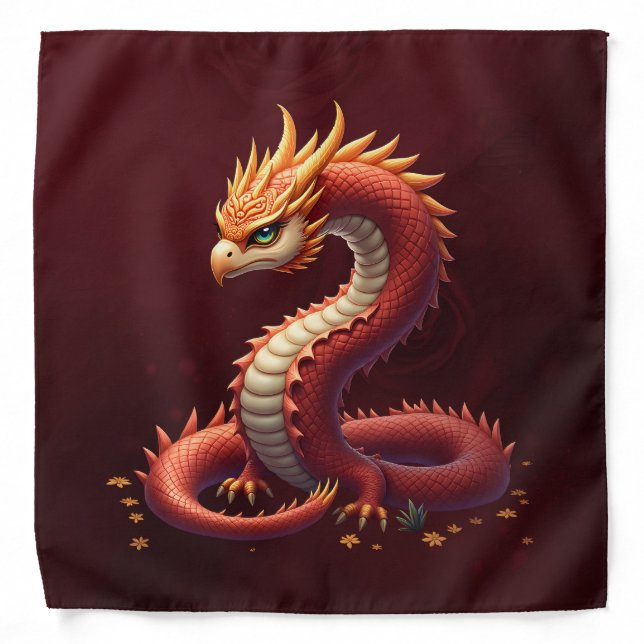 The golden serpent dragon.  bandana (Front)
