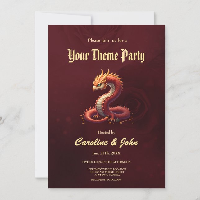 The golden serpent dragon. invitation (Front)